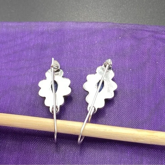 Sterling Silver beaded blue malachite earrings - Picture 3 of 4